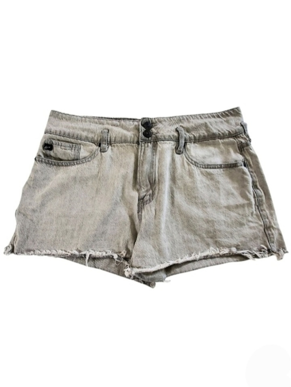 2317 * Kancan Tamsin Jean Shorts High Rise Raw Hem Gray Denim Size XL